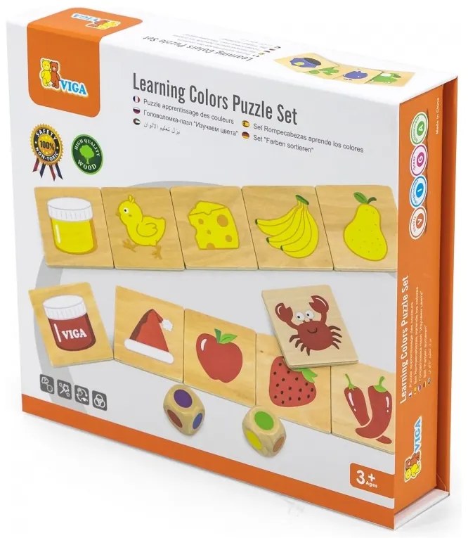 Viga gra edukacyjna drewniana układanka sortuj dopasuj kolory i kształty 38 el. montessori