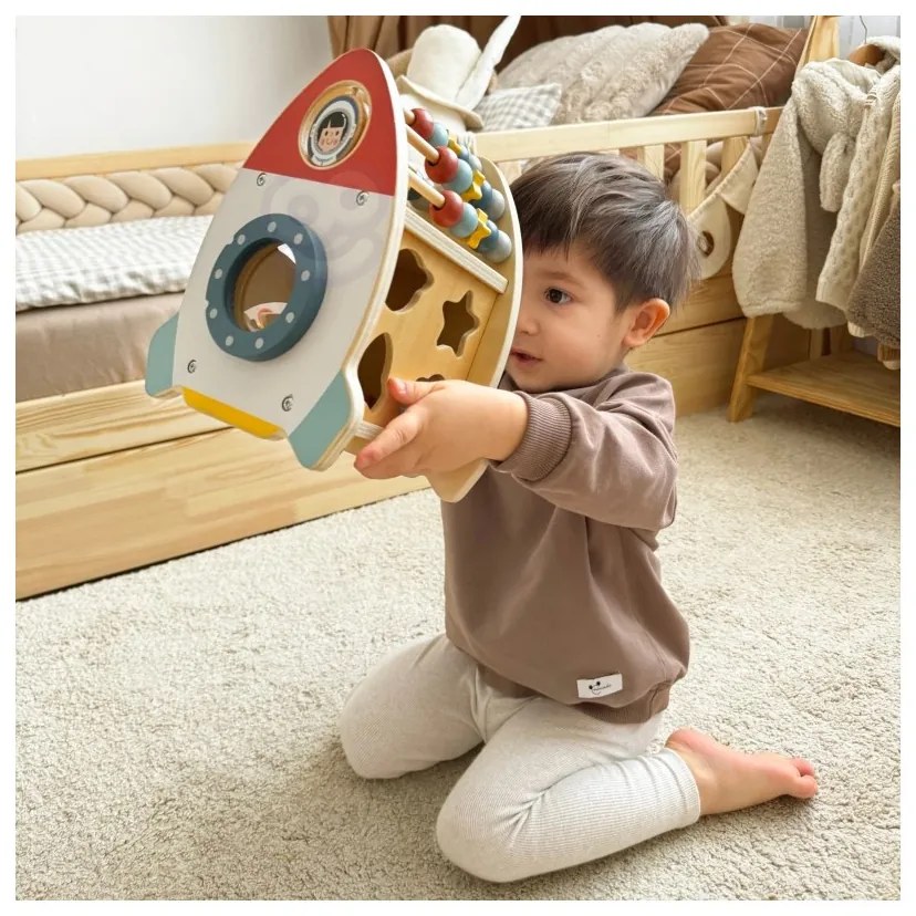 Tooky toy kosmiczna rakieta aktywności sorter labirynt drewniany