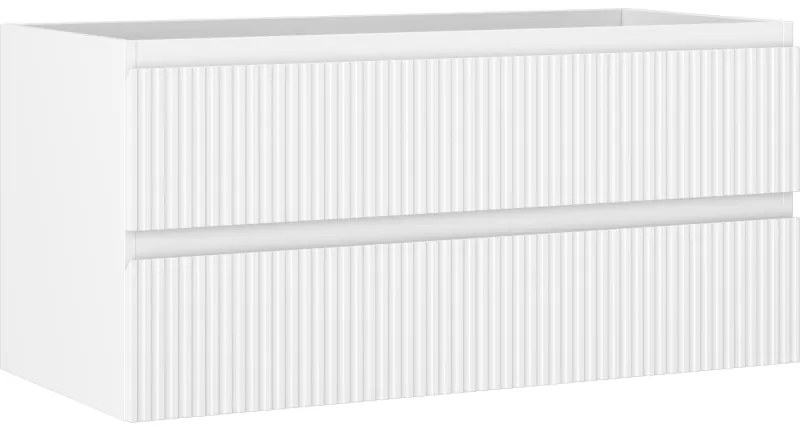 Mexen Rivel szafka łazienkowa podumywalkowa 100 cm, 2 szuflady, ryflowana , biała mat - 91A20-10047-2-BFF01