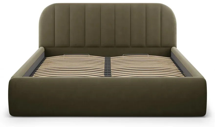 Zielone tapicerowane łóżko dwuosobowe ze schowkiem ze stelażem 160x200 cm Juno – Windsor &amp; Co Sofas