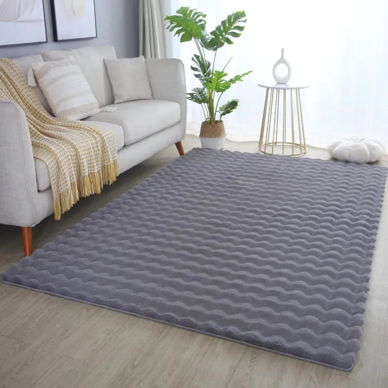 Dywan pluszowy Ambiance 3D szary 80 cm x 150 cm