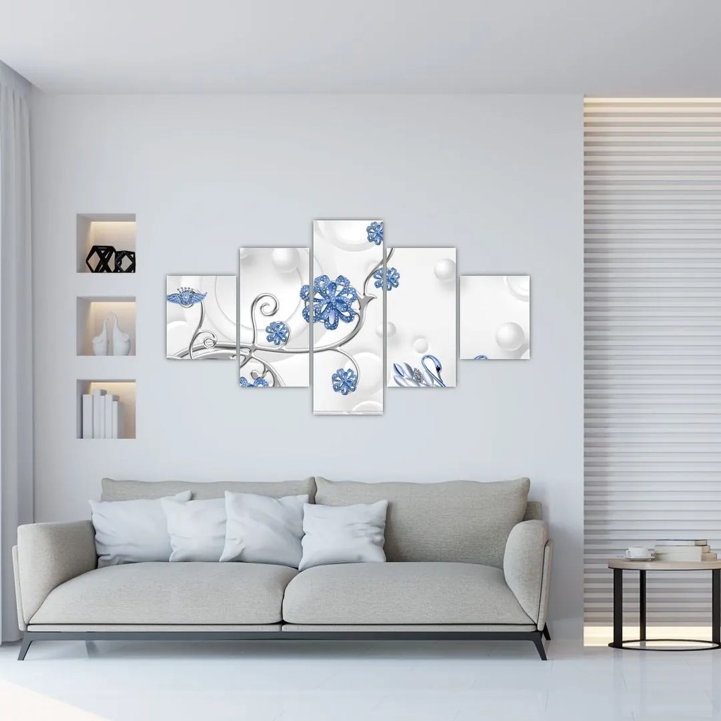 Obraz - Niebieskie łabędzie (125x70 cm)