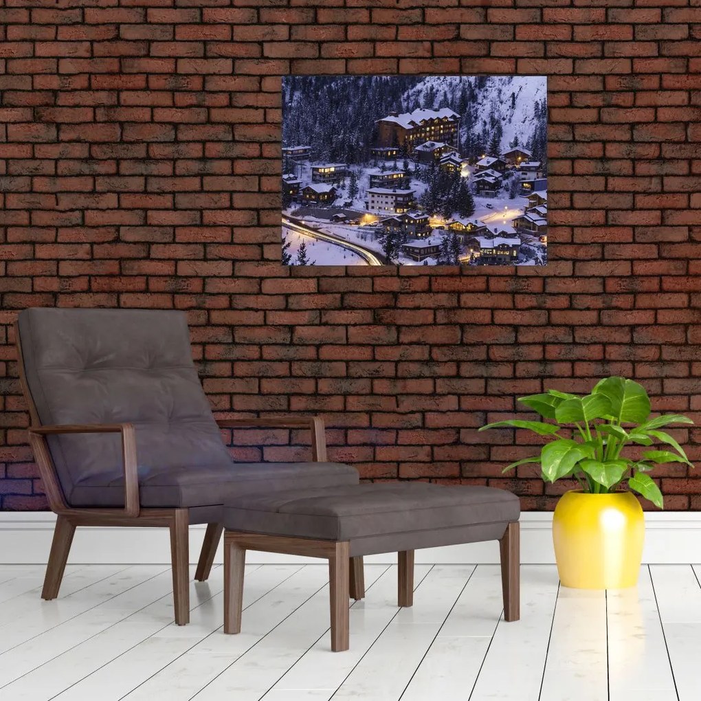 Obraz - górskie zimowe miasteczko (70x50 cm)