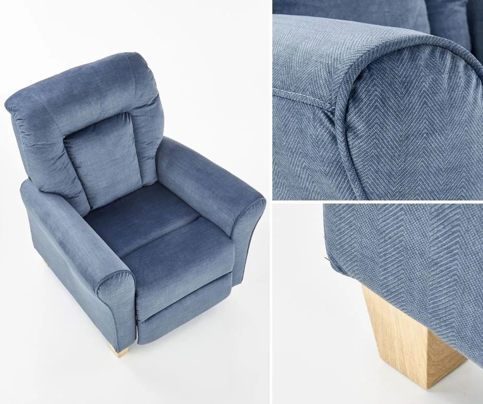 Rozkładany fotel wypoczynkowy na drewnianych nóżkach Bard