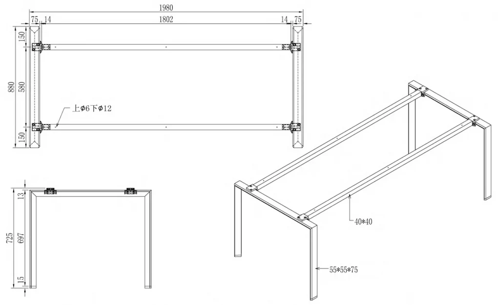 Stół PRIMO INFINITY 2000 x 900 x 750, szary + 2x port blatowy TYP IV, czarny