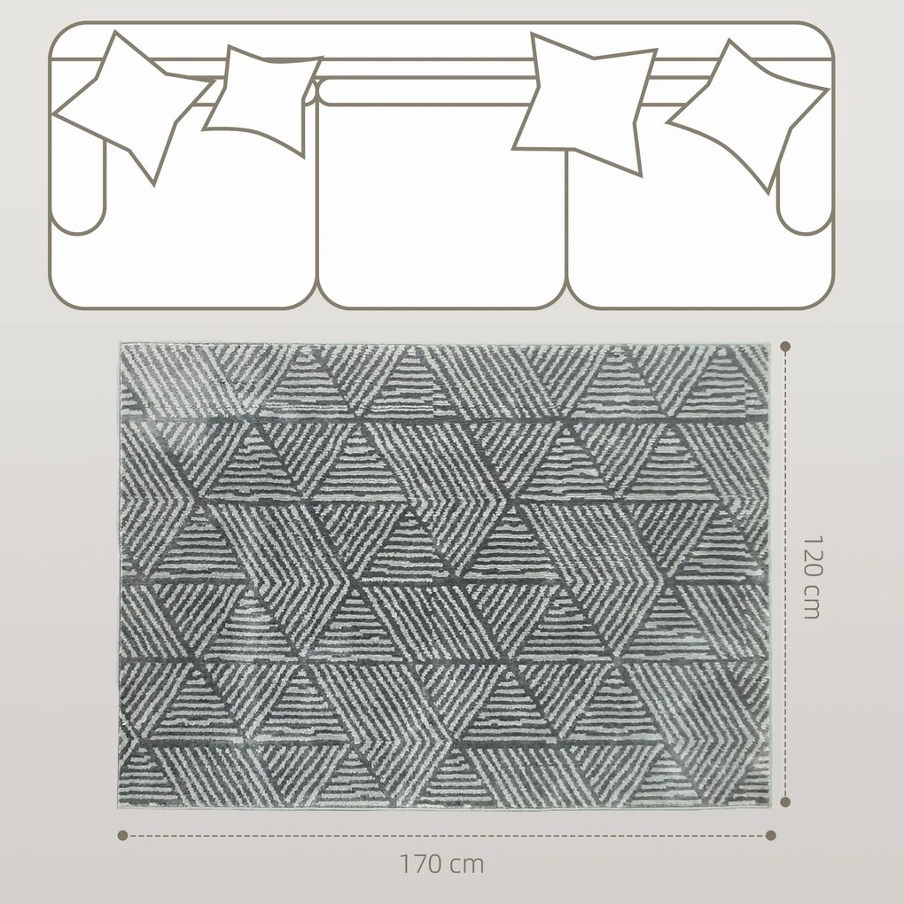 HOMCOM Dywan do salonu w nowoczesnym stylu, zmywalny dywan 150 x 80 cm Ciemnoszary