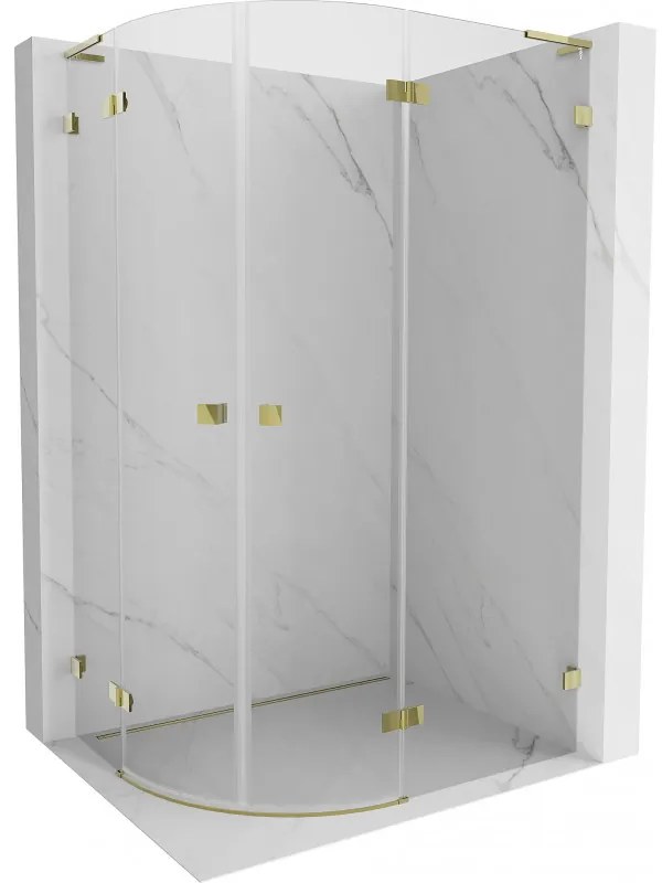 Mexen Lunar L kabina prysznicowa półokrągła uchylna prawa 90 x 80 cm, transparent, złota - 833L-090P-080L-50-00