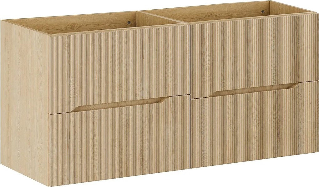 Wisząca szafka łazienkowa z ryflowaniem – Jasny naturalny – 120 cm – ORISO