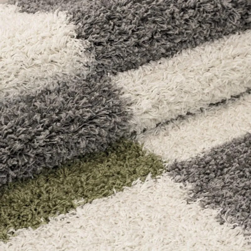 Dywan shaggy Gala szaro-kremowo-zielony 60 cm x 110 cm