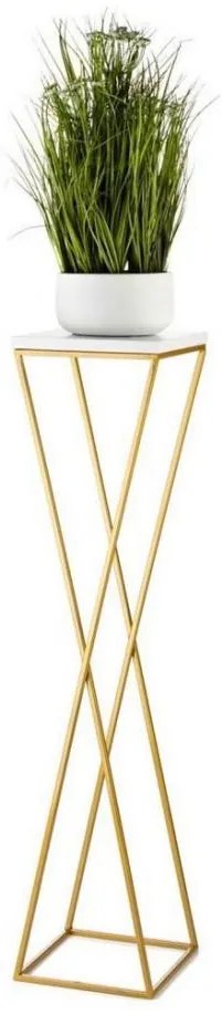 Stojak na kwiaty LOFT 100x24 cm złoto/biały