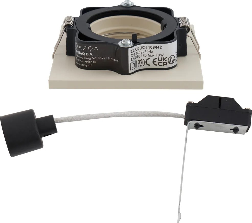 Zestaw 6 nowoczesnych reflektorów wpuszczanych w kolorze beżowym GU10 50 mm, obrotowych i odchylanych - Qure