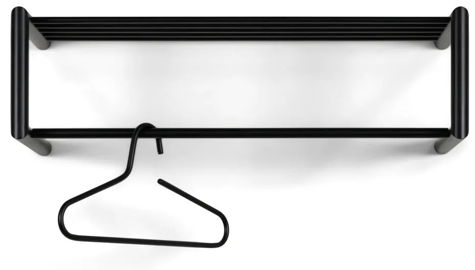 Czarny metalowy wieszak ścienny z półką 80 cm Smooth – Spinder Design