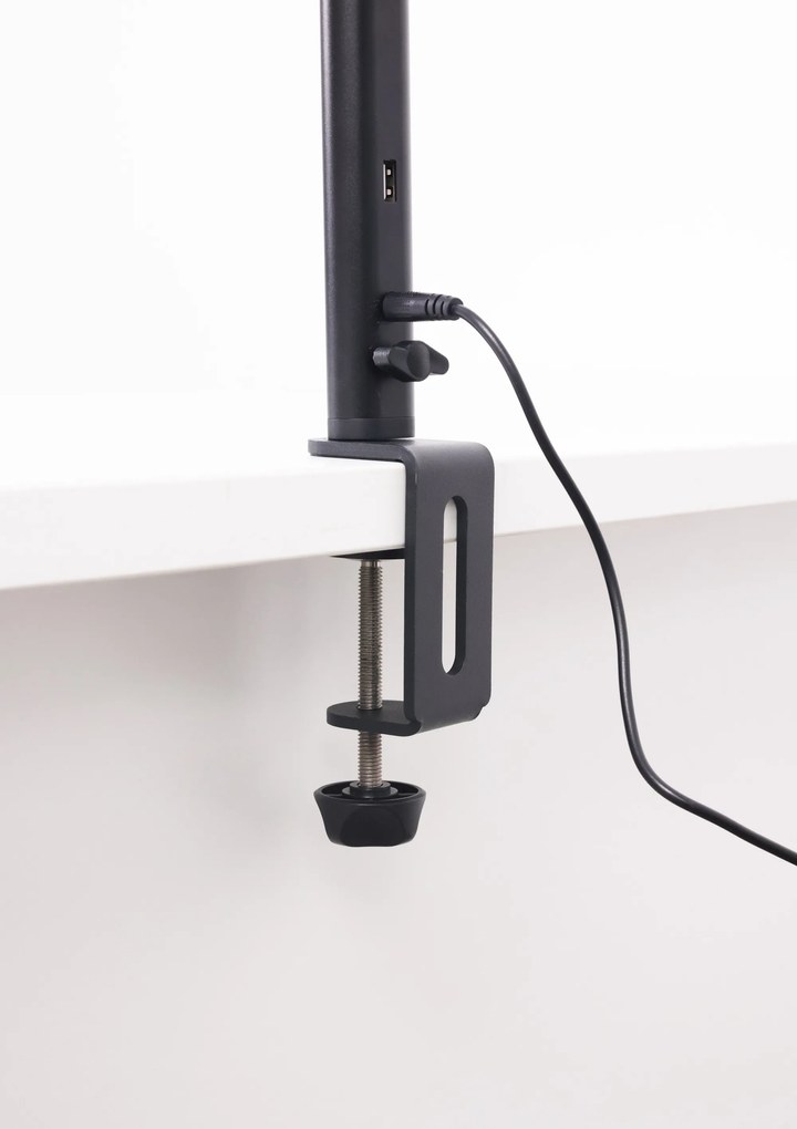 Lampa LED na biurko FILO, zacisk, USB, pilot zdalnego sterowania