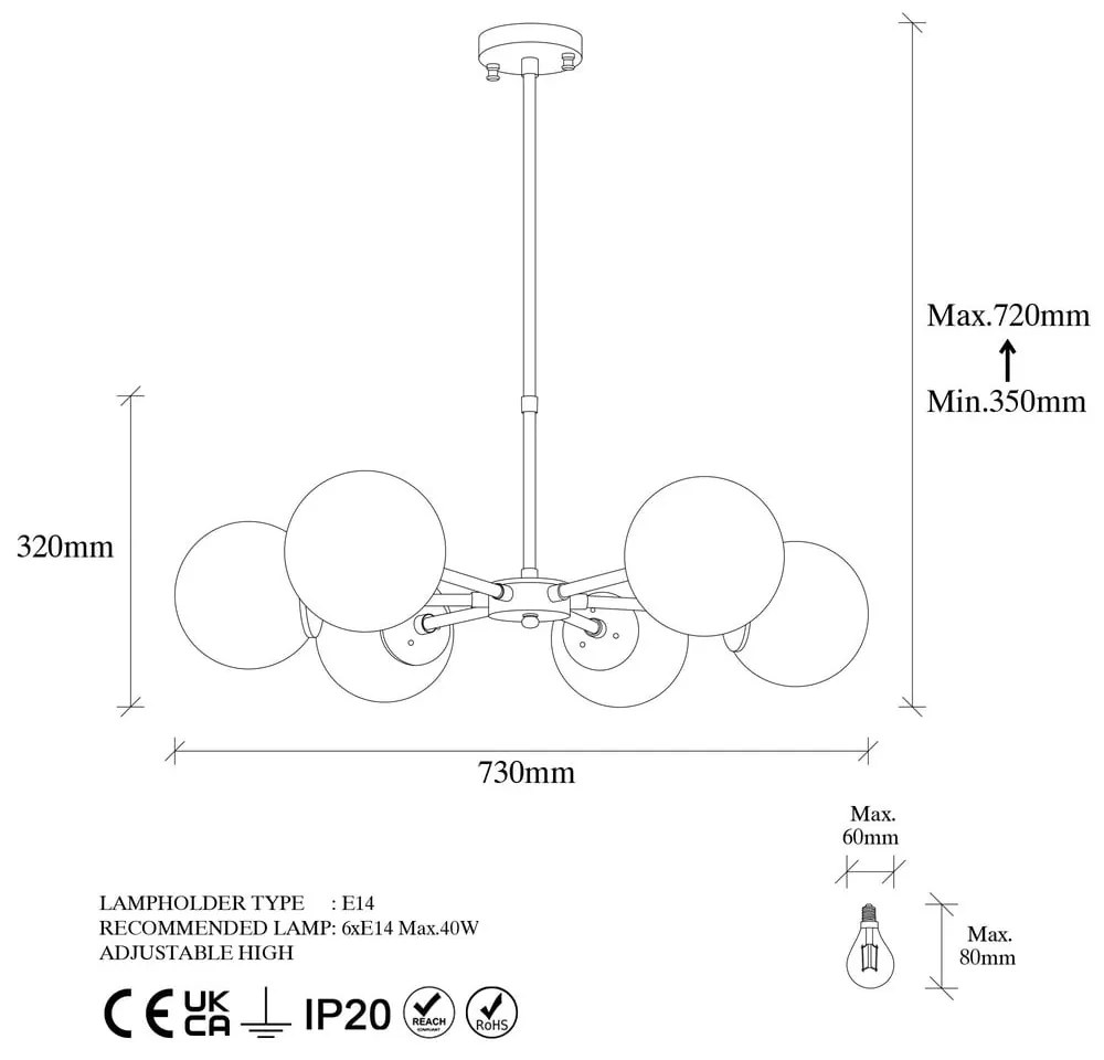 Lampa wisząca w kolorze złota ze szklanym kloszem ø 73 cm Akkas – Opviq lights