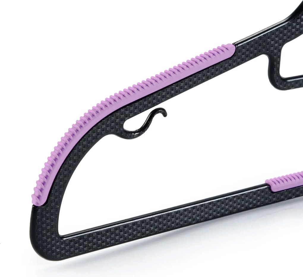 Zestaw wieszaków z antypoślizgową nakładką SOFTY 20 szt. czarno-fioletowe