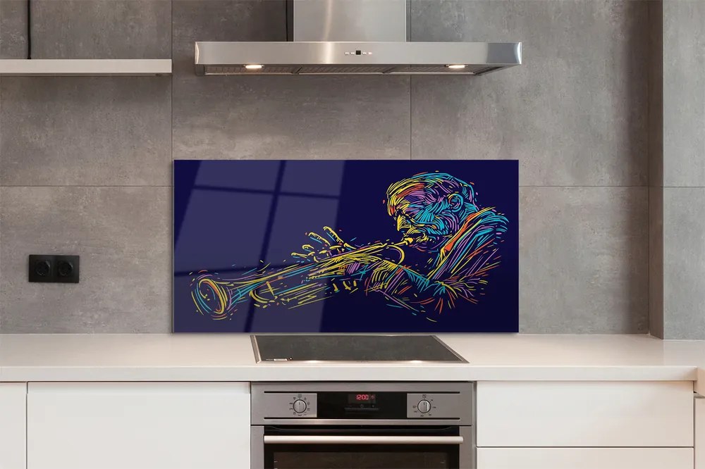 Szklany Panel Muzyk z Trąbką