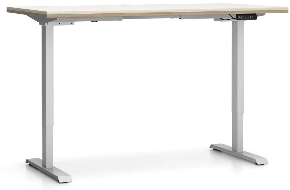 Biurko z regulacją wysokości SINGLE LAYERS, 160x80 cm, 2 silniki, dąb naturalny/dąb bejcowany