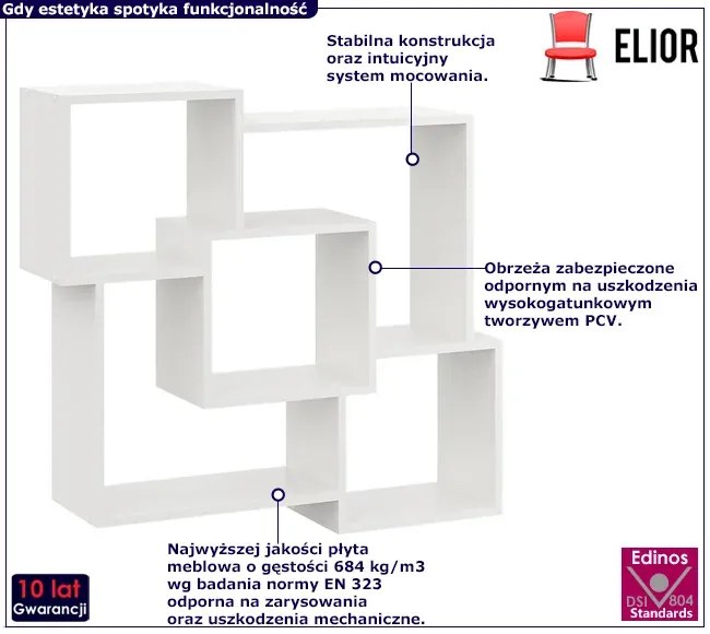 Biała skandynawska półka wisząca - Erick