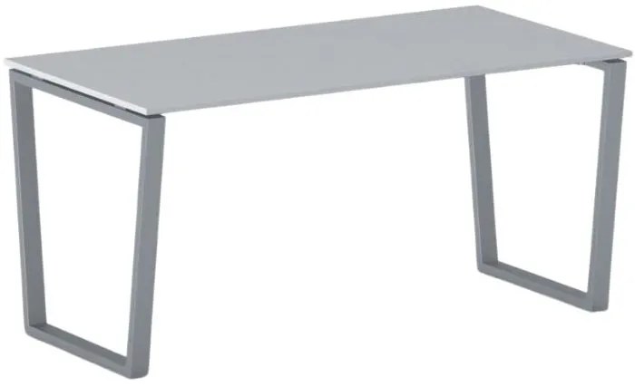 Biurko PRIMO IMPRESS, 160x80 cm, szaro-srebrna podstawa, szary