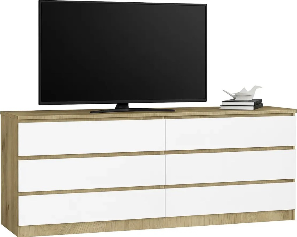 Komoda RTV z szufladami dąb artisan + biały E6-L46