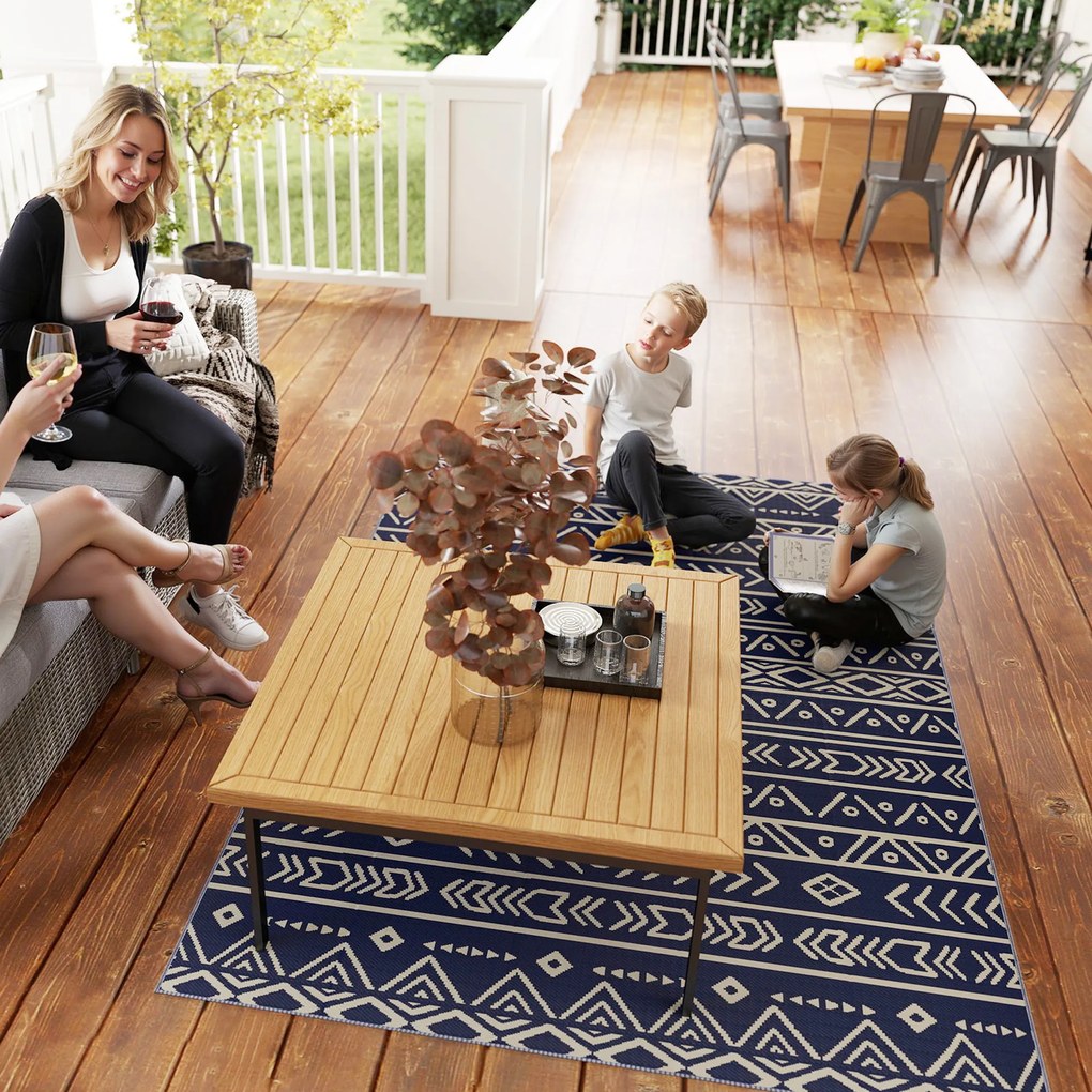 Outsunny Wodoodporny Dywan Zewnętrzny Wytrzymały na Warunki Atmosferyczne, z Boho-Style, do Domu, Balkonu