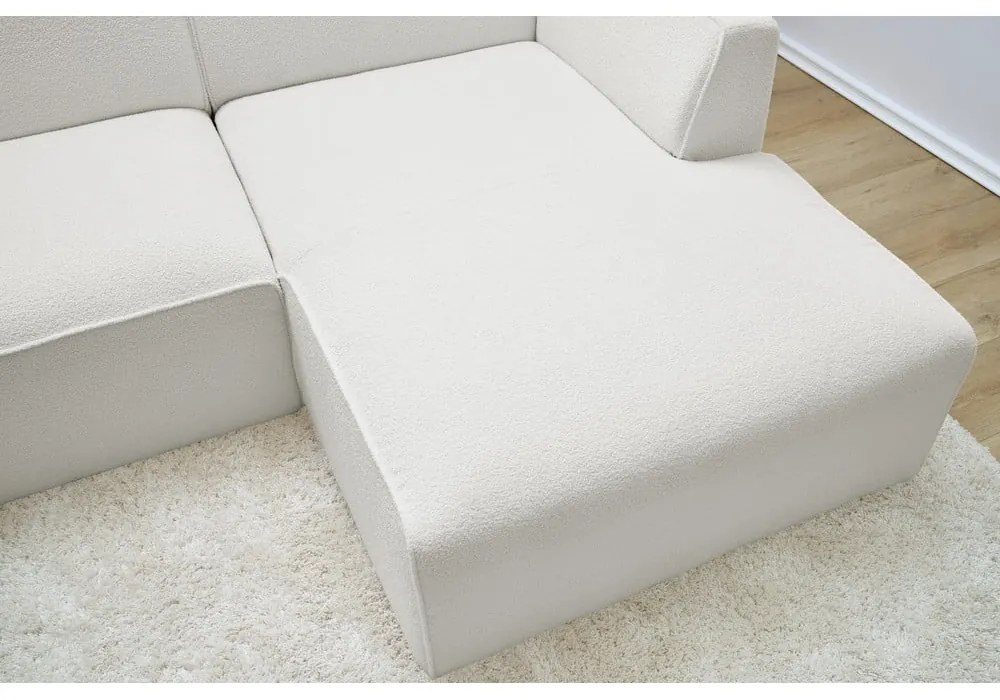 Biały narożnik modułowy z materiału bouclé (prawostronny/w kształcie litery L) Megeve – Bobochic Paris