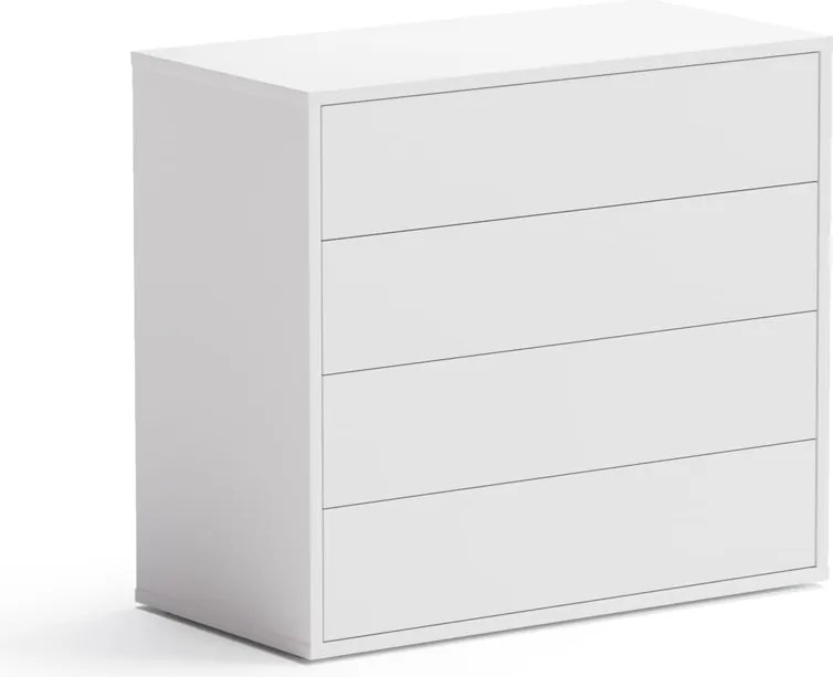 Biurowa komoda z szufladami BLOCK, 800 × 400 × 710 mm, 4 szuflady, biały