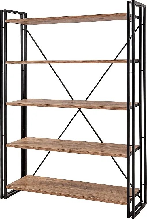 Półka przemysłowa – 130 x 180 x 35 cm – sosna atlantycka i czerń – melamina