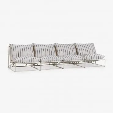 Amaro 4-częściowa Modułowa Sofa Ogrodowa Kremowa Tapioca - Dark Blue - Sklum