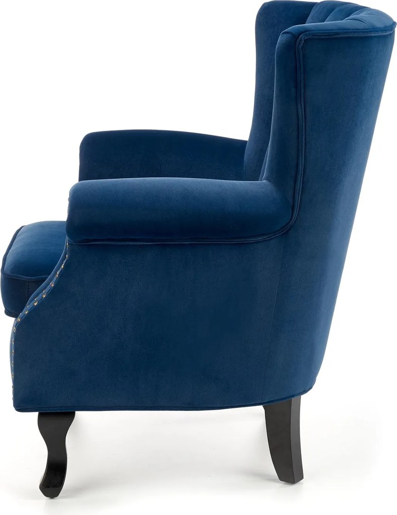 Welurowy fotel wypoczynkowy z pinezkami Titan