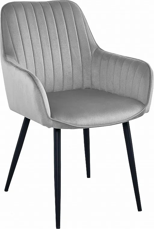 Krzesło do jadalni Valora SELO – srebrno-szary aksamit z czarnymi nogami x1