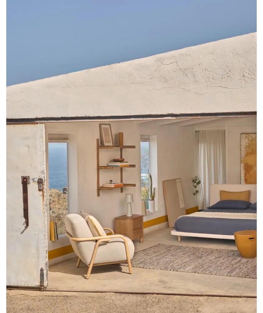 Beżowe tapicerowane łóżko dwuosobowe 180x200 cm Odum – Kave Home