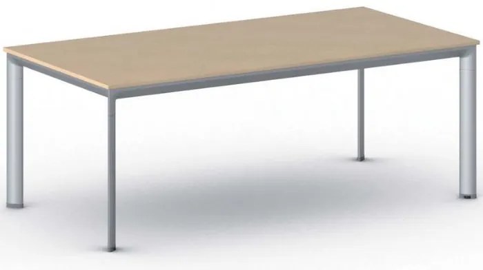 Stół konferencyjny do biura PRIMO INVITATION, 200x100 cm, szaro-srebrna podstawa, buk