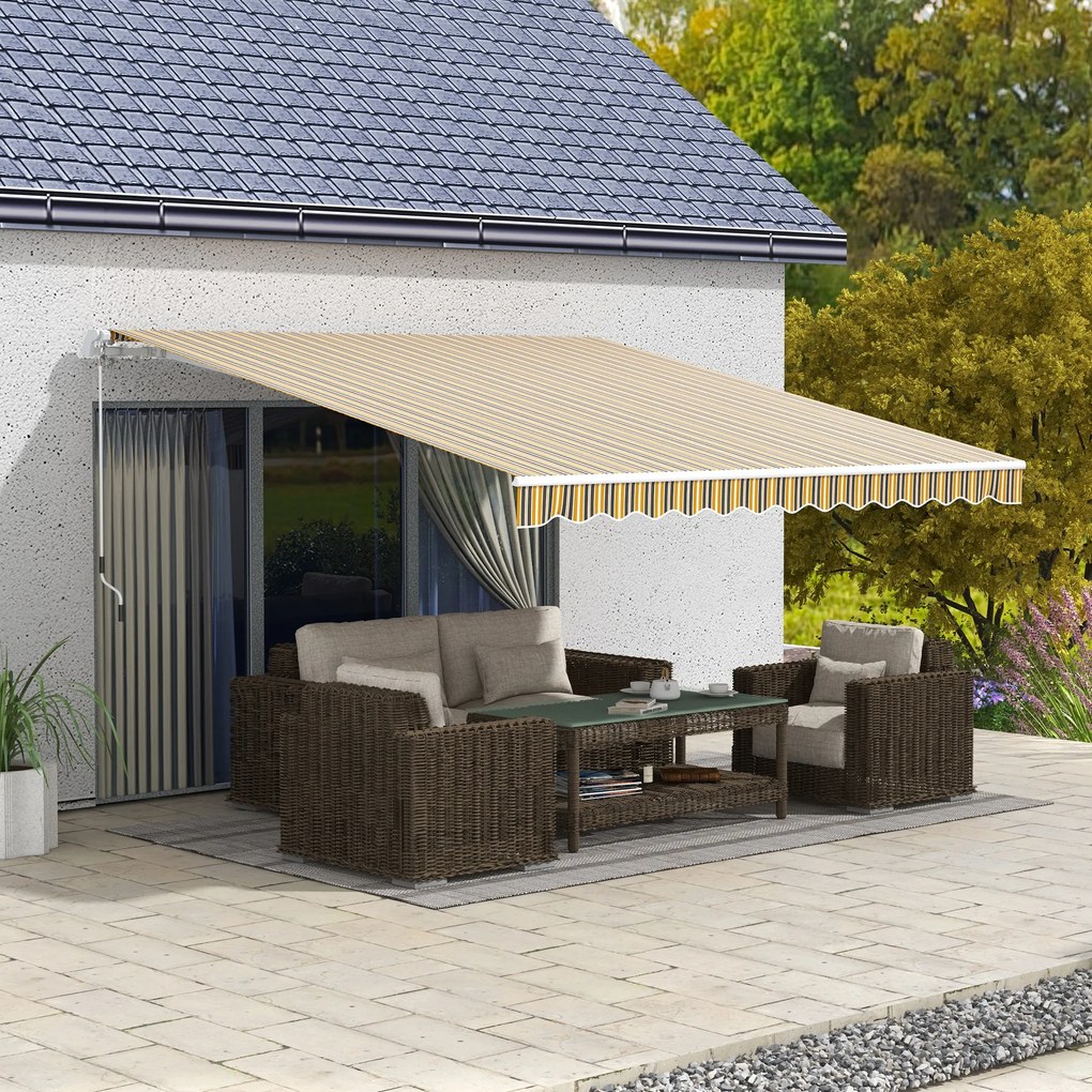 Outsunny Markiza Ochronna Przed Słońcem, 3,5 m x 2,5 m, Żółty + Szary