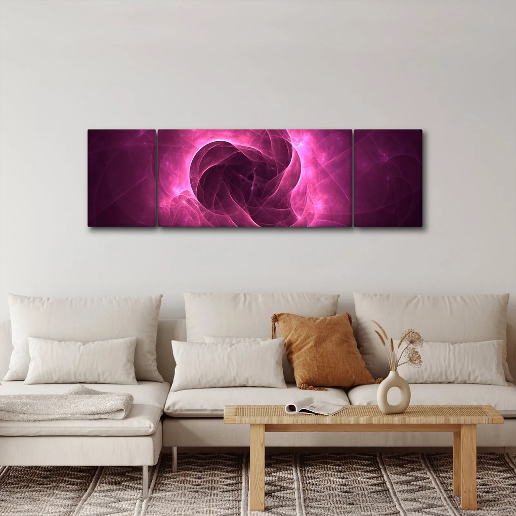 Obraz nowoczesnej różowej abstrakcji (170x50 cm)