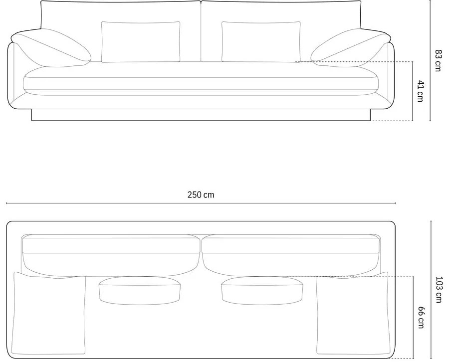 Biała aksamitna sofa 250 cm Torino – Micadoni