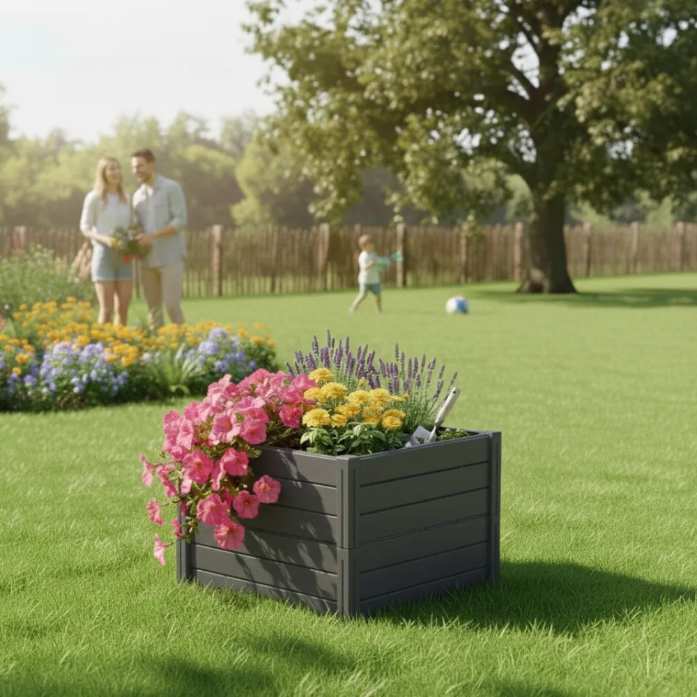 Podwyższona grządka BASE PLANT, 61x61x46cm, antracytowa Prosperplast