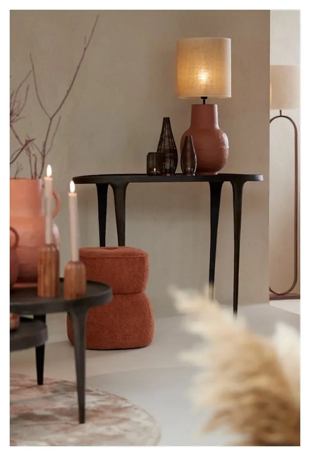 Pomarańczowy puf z materiału bouclé Leyla – Light &amp; Living