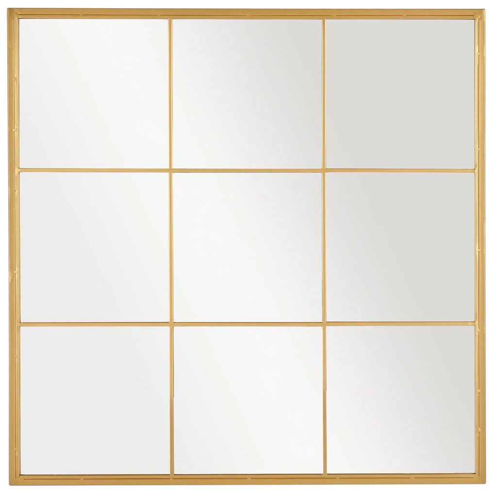 Dekoracyjne lustro ścienne w złotej ramie, 90 x 90 cm