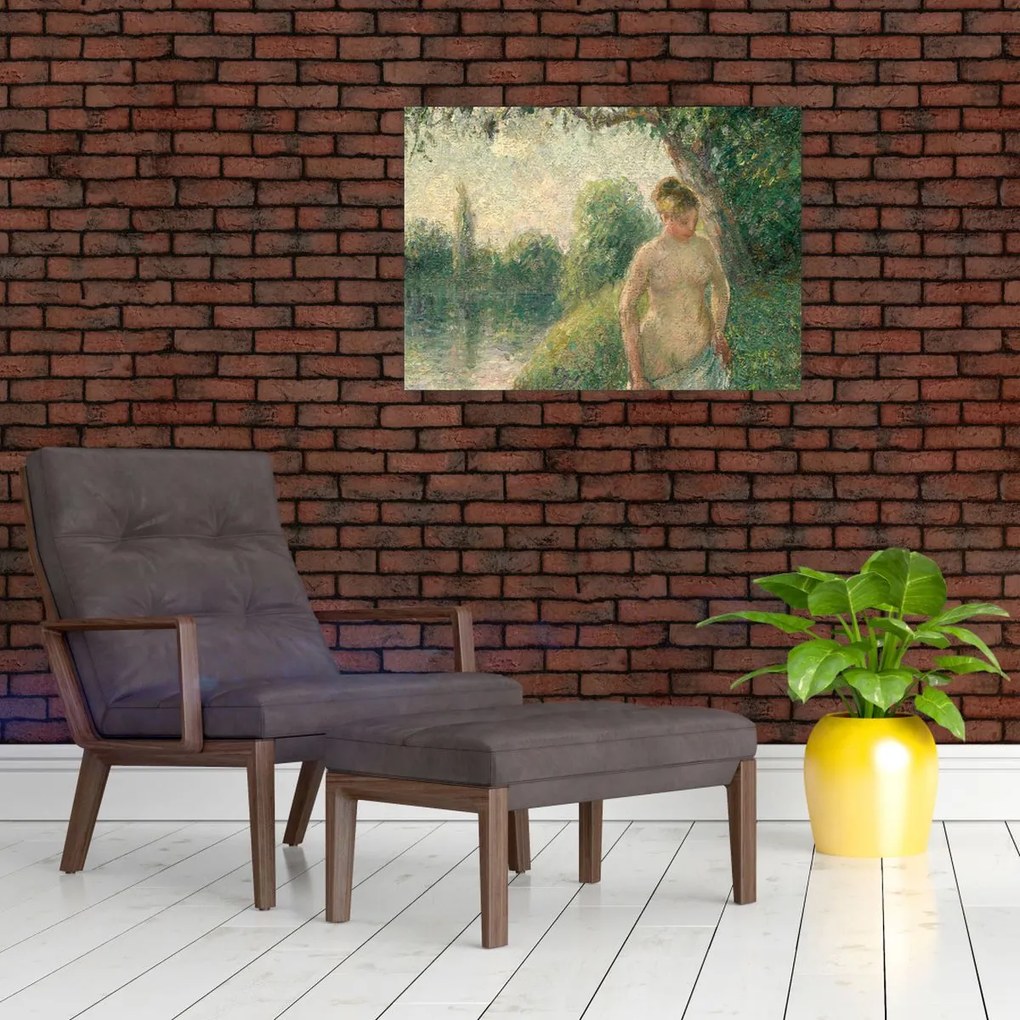 Obraz na szkle - Camille Pissarro, The Bather, reprodukcje (70x50 cm)