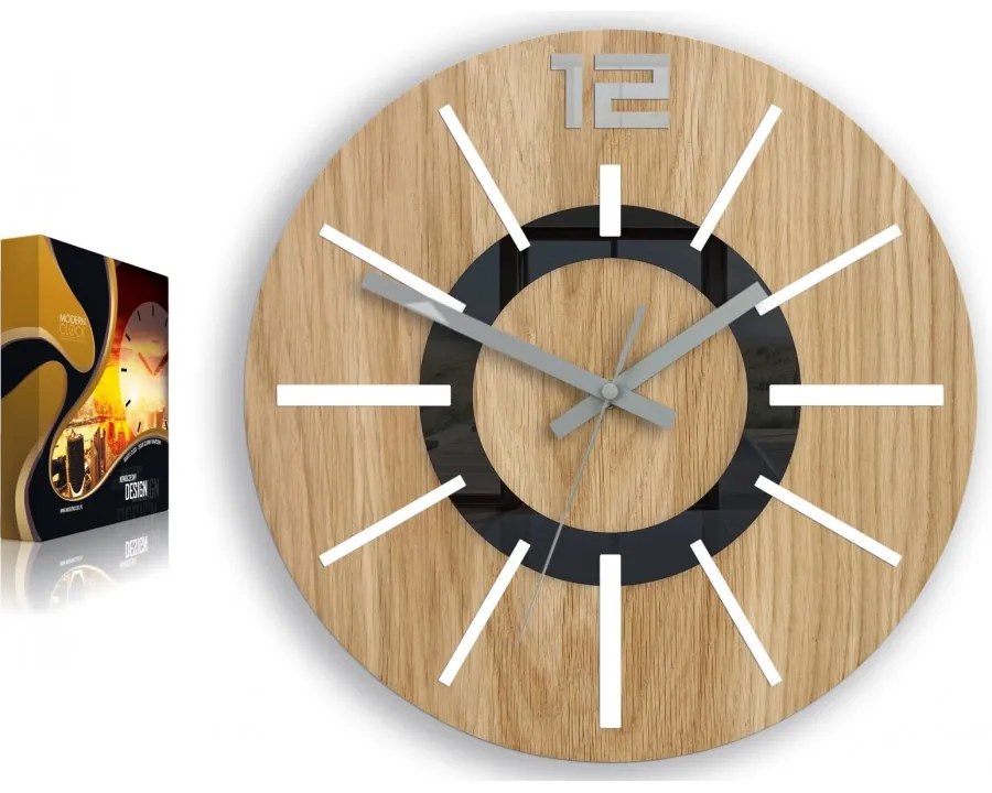 Zegar na ścianę nowoczesny drewniany z cichym mechanizmem okrągły solidny