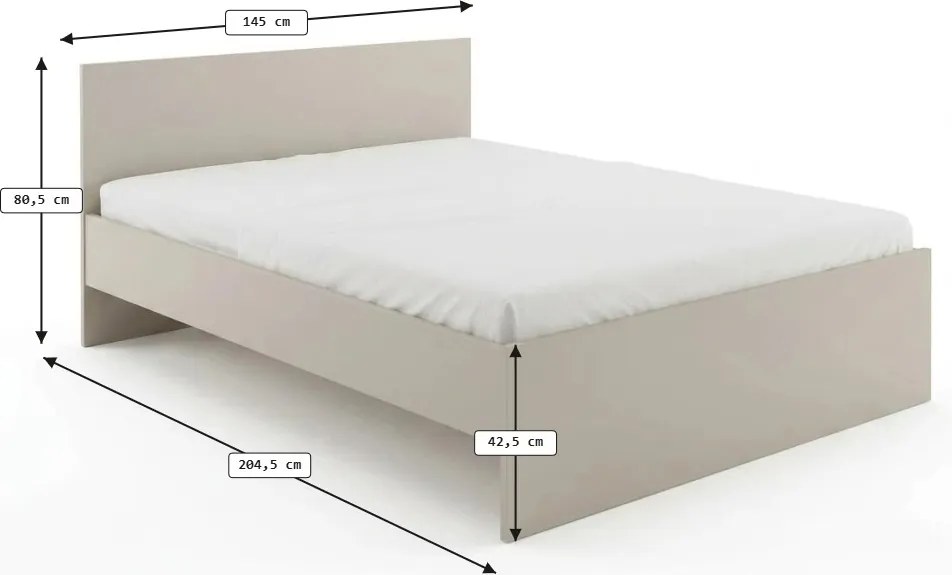 Łóżko ELISA 140 x 200 cm, kaszmirowy beż Stelaż: Ze stelażem listwowym rolowanym elastycznym, Materac: Materac Coco Maxi 20 cm