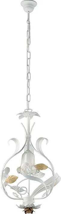 Kosz na żyrandol z żelaza lakierowanego na biało w stylu shabby shabby 1 światło 112 Ø33 BL274-1-BCO