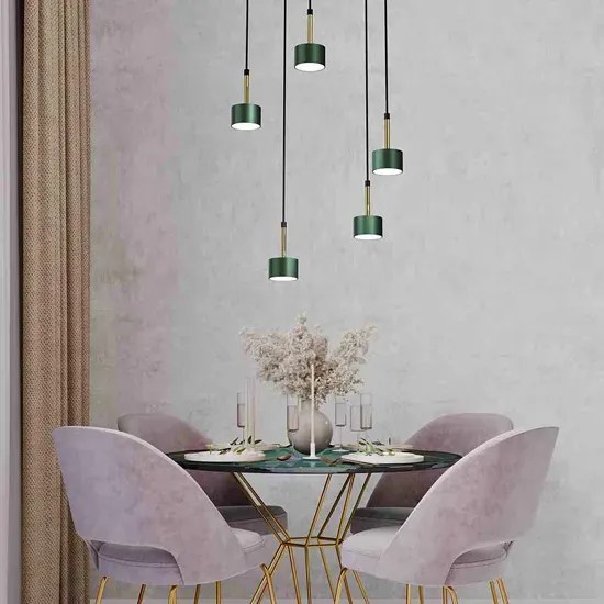 Zielono złota lampa wisząca do salonu 7X N023 N9-G32