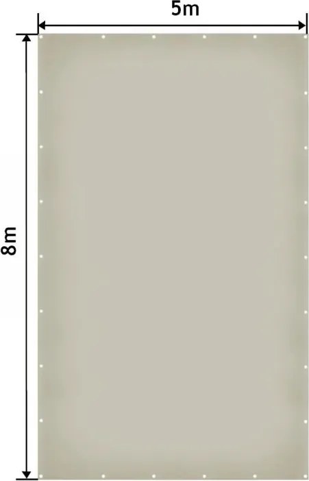 Wodoodporna plandeka z oczkami 5x8 m, szara, 650g/m², UV