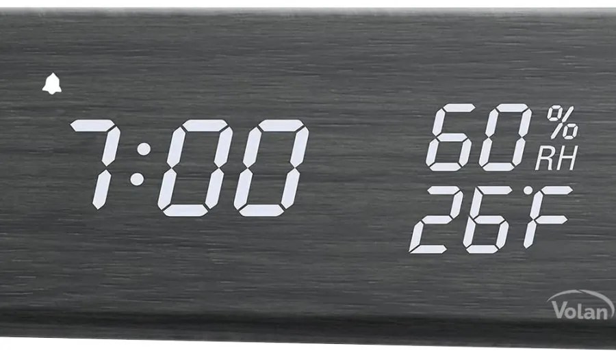 Zegar budzik elektroniczny led drewniany stojący - data termometr higrometr