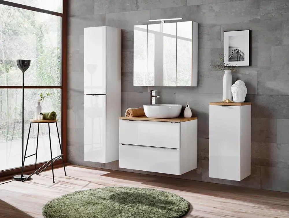 Szafka łazienkowa CAPRI WHITE 830 20 cm biały połysk/dąb craft COMAD