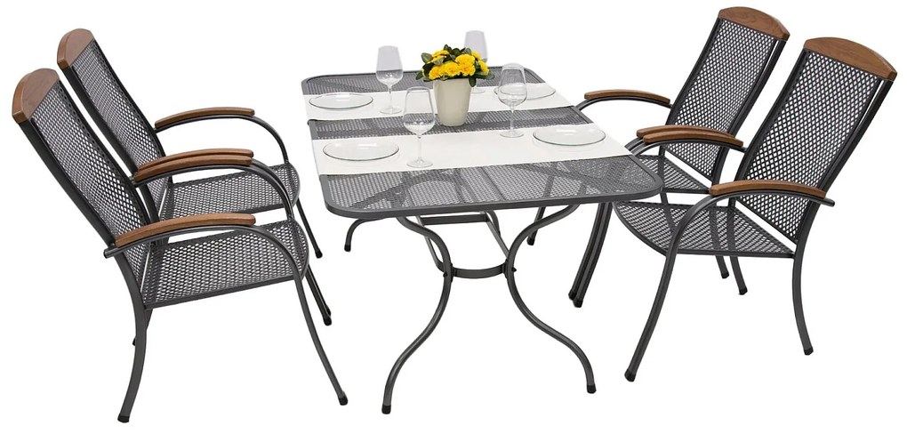 Metalowy zestaw ogrodowy PROVENCE I. 1 + 4 Stół prostokątny 145x90 cm (CT0309)