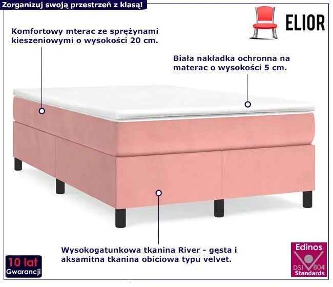 Tapicerowane różowe łóżko z materacem 120x190 F5-M47