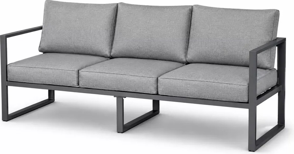 Aluminiowa sofa ogrodowa Marinel z poduszkami na oparciu i siedzisku w kolorze szarym